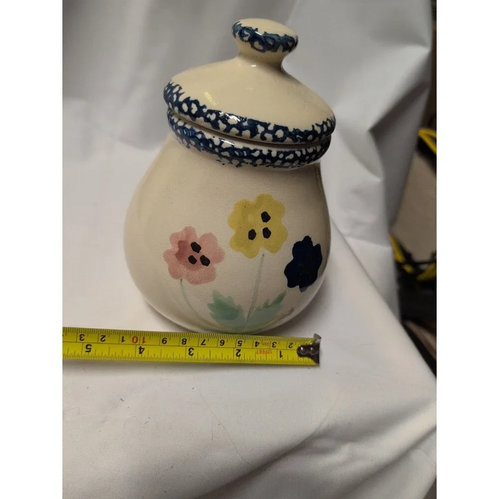 Vintage Spongeware Floral Canister World Bazaar Inc Made In China Vintage